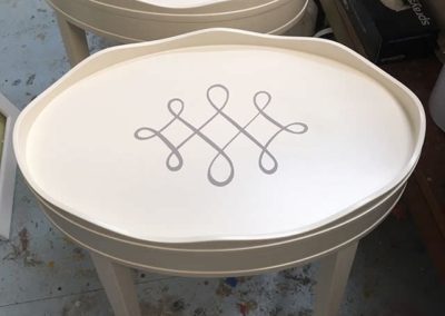 Painted _scroll_ side tables.