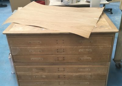 Re-veneering a 1952 oak plan chest