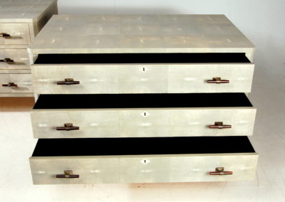 shagreen chest of drawers, with bone escutcheons.