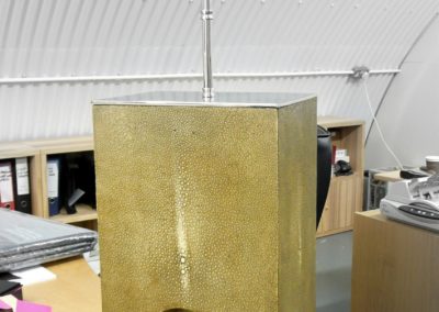 Shagreen lamp with polished nickel fittings.